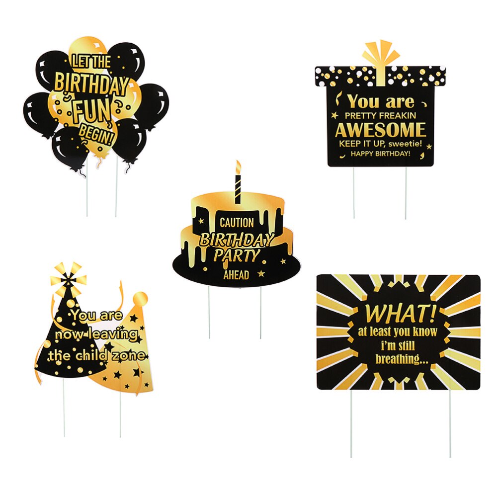 5Pcs Birthday Outdoor Sign Birthday Sign Birthday Lawn Sign Outdoor Signs Party Yard Sign for Garden Party