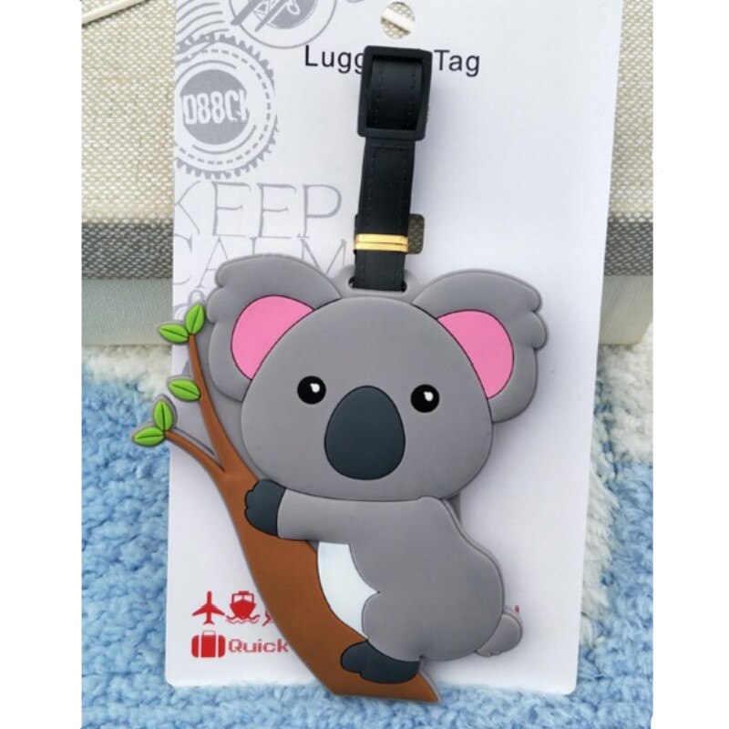 Mignon valise étiquette à bagage dessin animé Koala ID porte-adresse étiquette à bagages Gel de silice Identifier accessoires de voyage