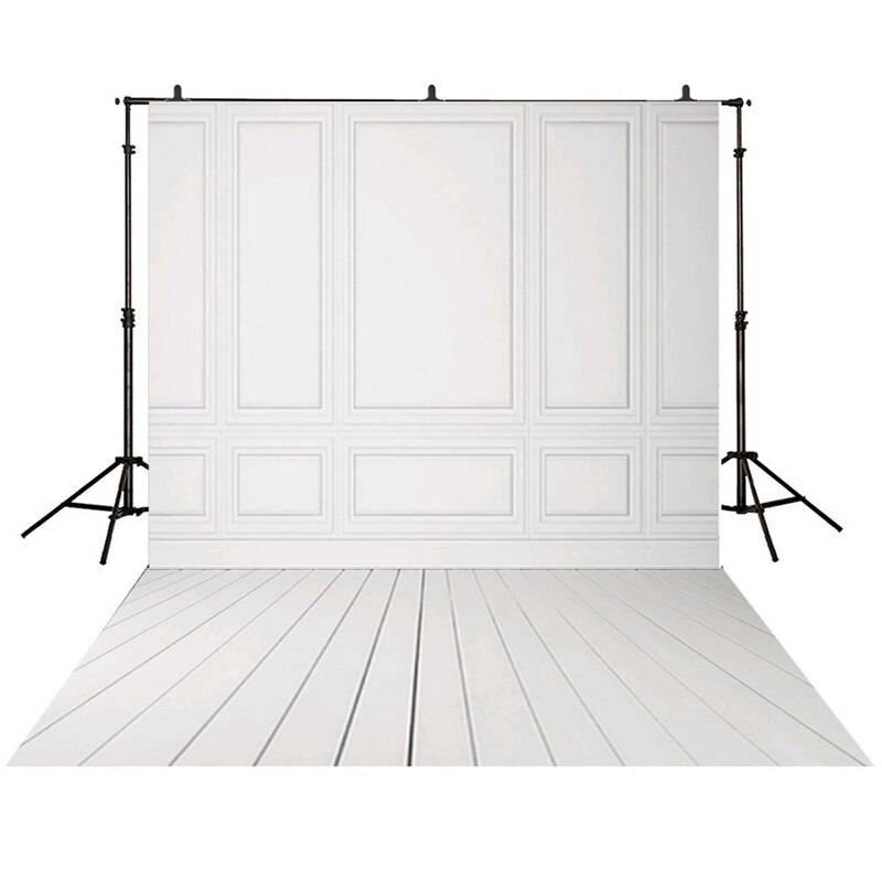 3x5ft Vinyl Fotografie Achtergronden Witte Bakstenen Muur Houten Vloer Bruiloft Achtergrond Voor Foto Studio