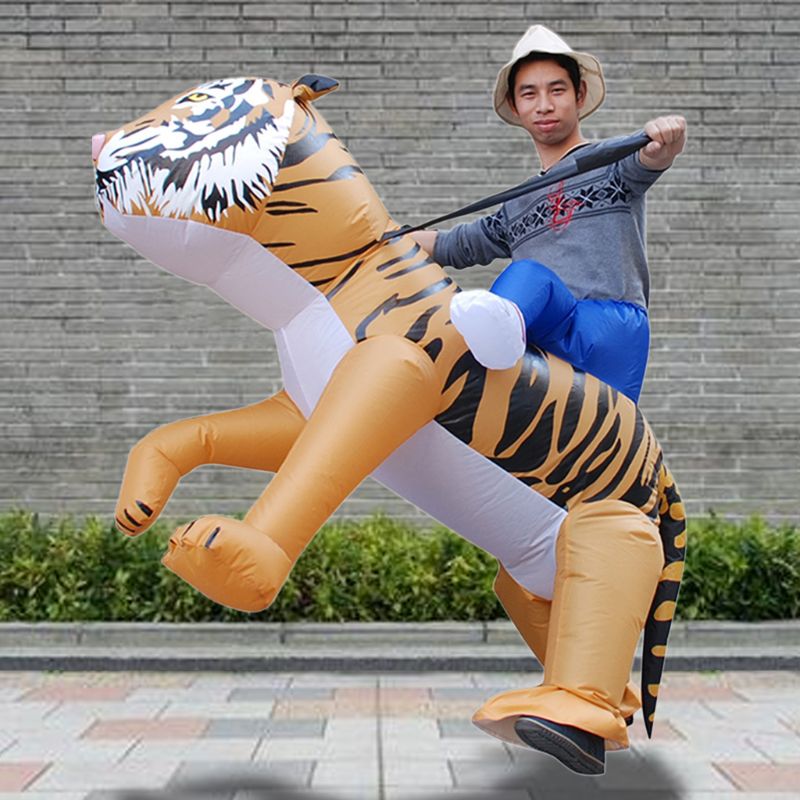 Opblaasbaar tijger leeuw kostuum verkleedkostuum halloween thema feest speelgoed volwassenen optreden rekwisiet