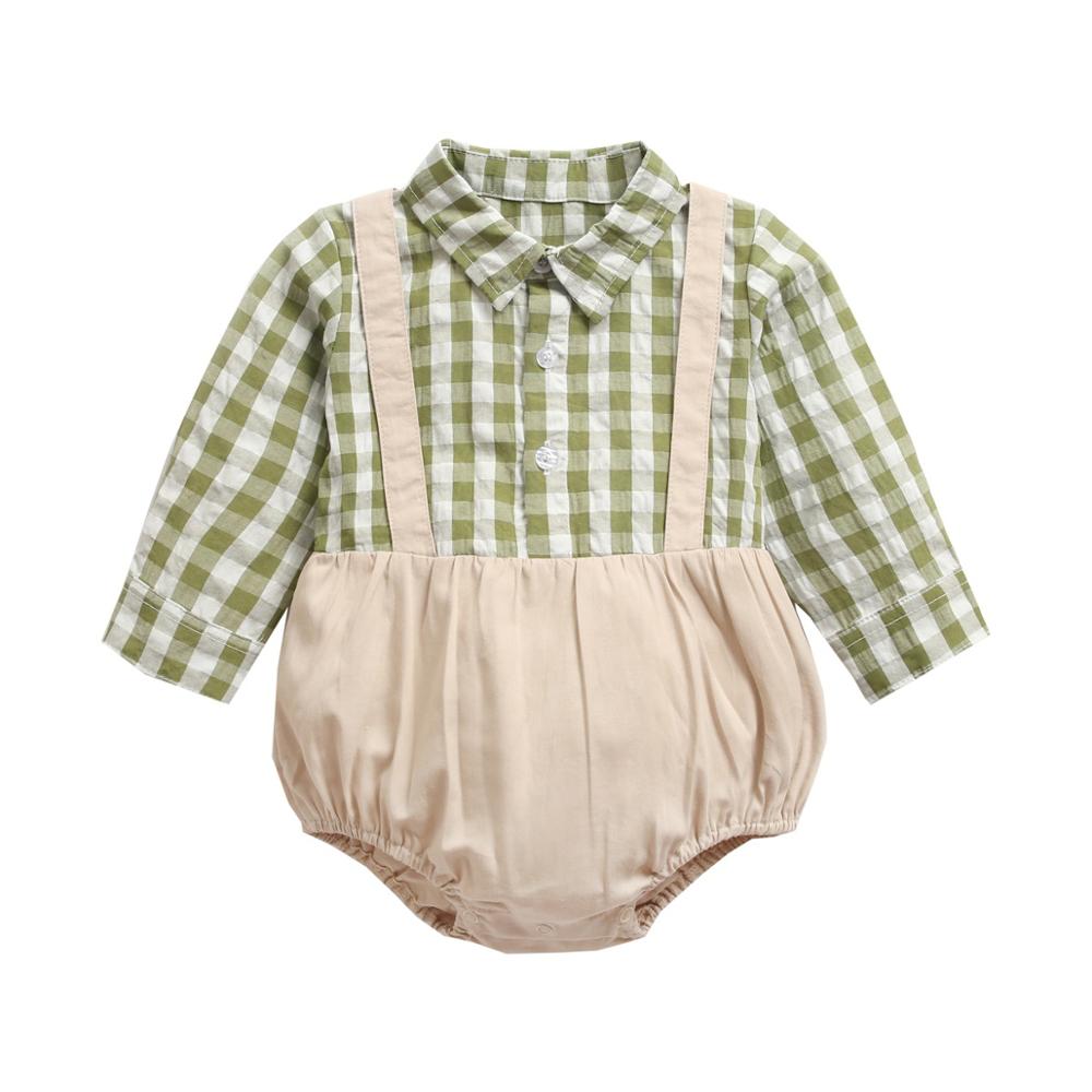 Baby Jongens Kleding Plaid Baby Schat Kinderen Romper Koreaanse Van Lente En Herfst Een Stuk Romper: B / 24M