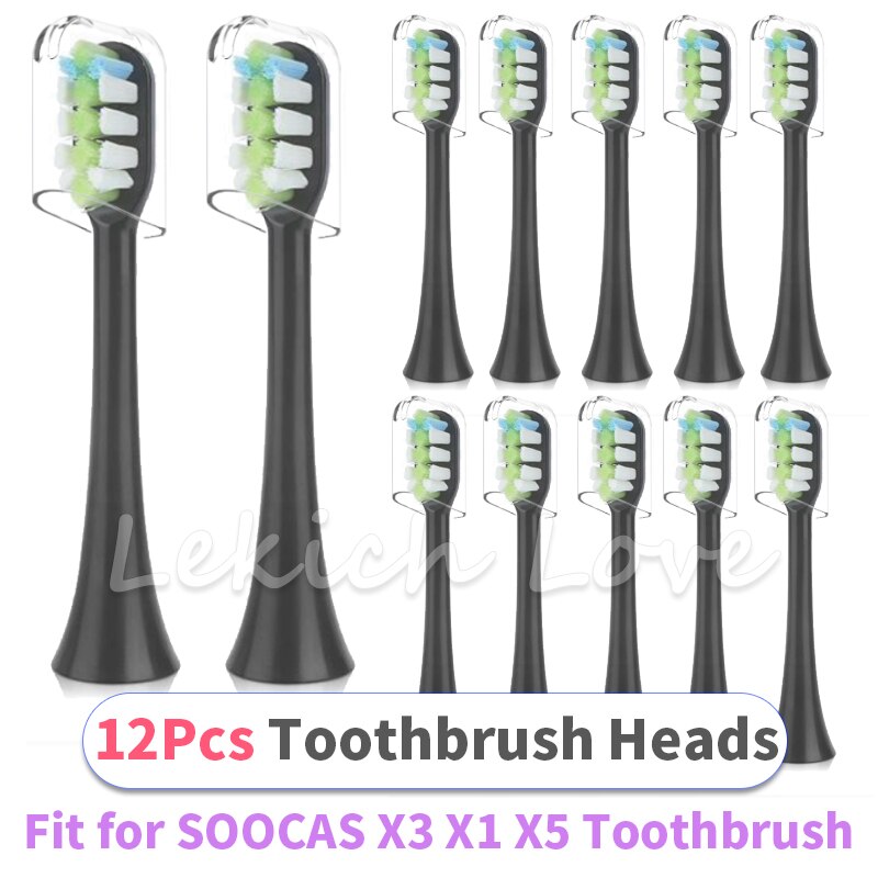 Til soocas  x3 x1 x5 elektrisk tandbørste udskiftning til xiaomi soocas  x3 tandbørstehoveder med beskyttelsesovertræk: 12 stk-model tre