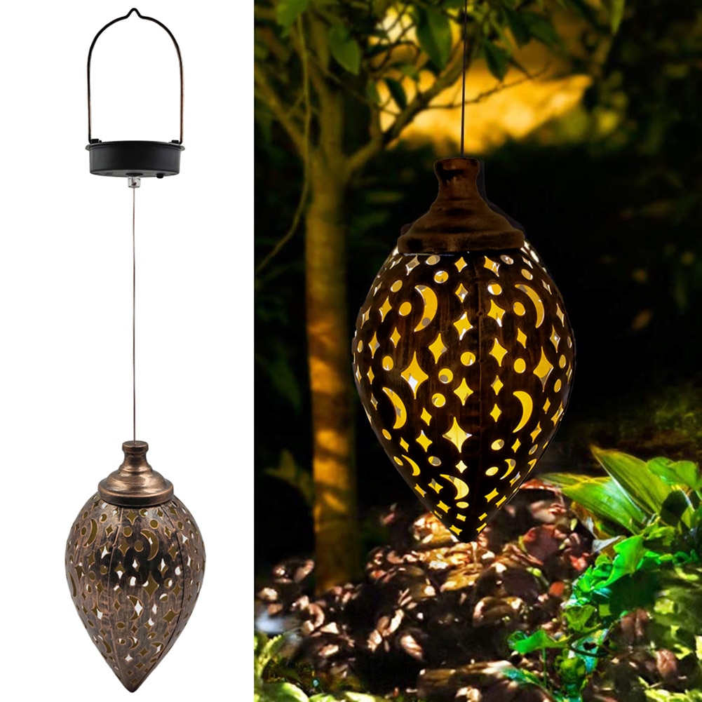 Waterproof Solar Garden Light LED Lantern Hanging Outdoor Solar Lamp Olive Shape Sensitive Sensor Control Solar Powered lamp