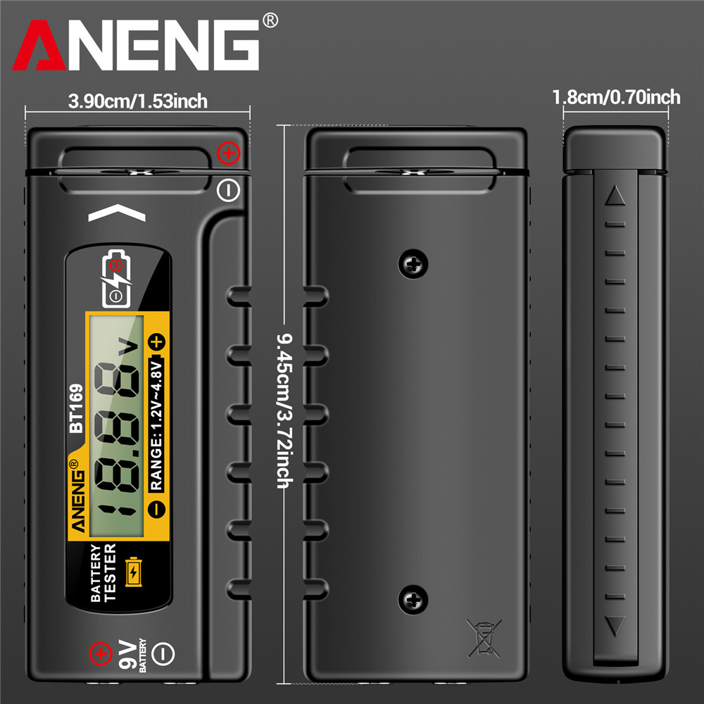 ANENG BT169 Detector de probadores de batería Digital multifuncional medir rápidamente la batería AA/AAA/C/D/9V/1,5 V medición de pila de botón