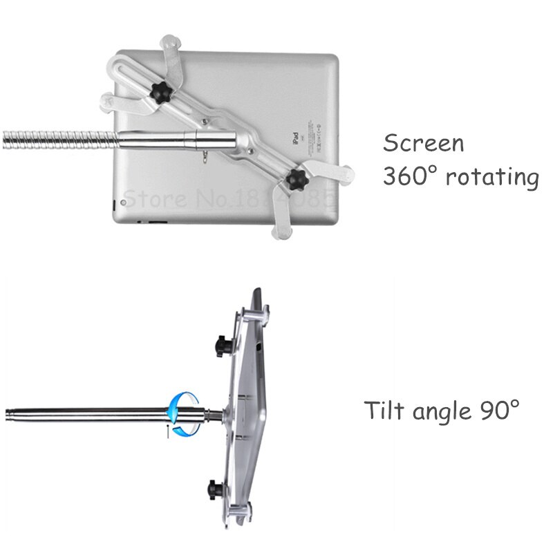 Full Metal Flexible Strong Arm Tablet PC Stand Support 3.5-13.5 inch Tablets Screen 360 Rotating Holder for iPad Pro Surface Pro