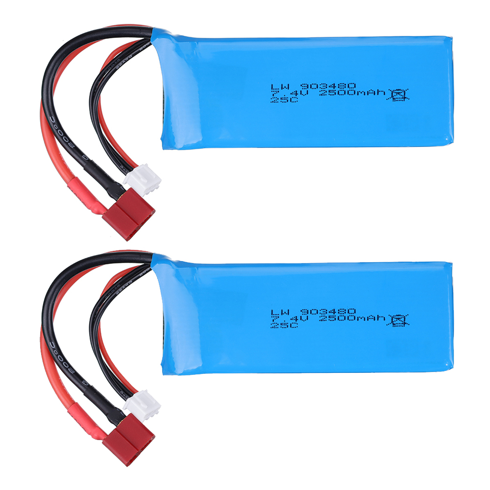 2S 7.4V Lipo battery for Wltoys 104001 124019 124018 144001 RC car battery spare parts 7.4v 2500mah RC Cars Boats Trucks Battery: black