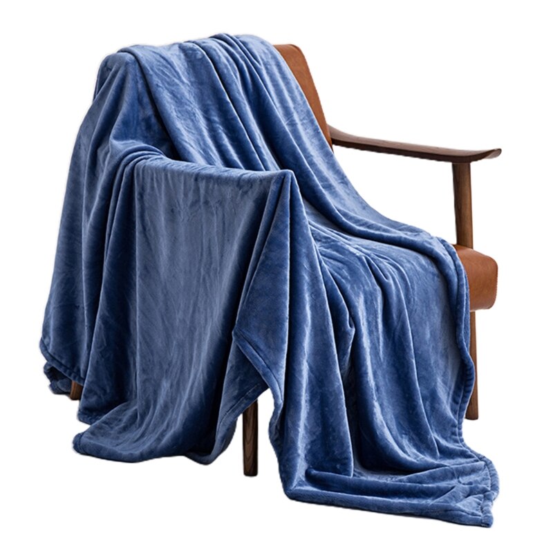 Winter herfst dikke flanellen deken, tweepersoonsformaat, superzacht, gezellig, warm, luxe, effen beddengoed van microvezel, lakens voor de bank.: Bl