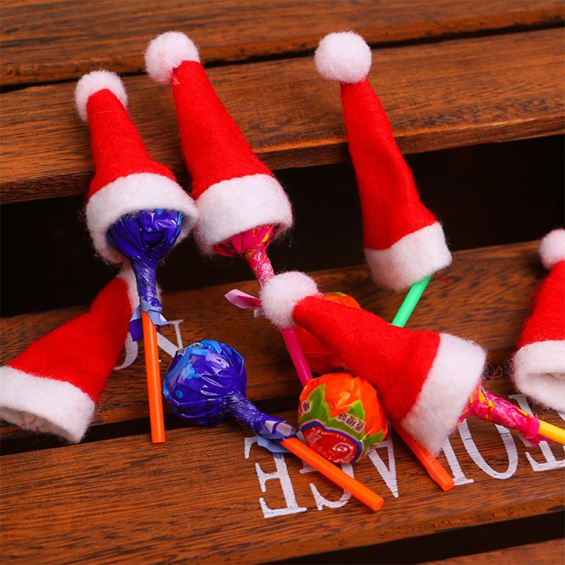 30 st/set mini julmössa jultomten hatt julklubba hatt prydnad dekor