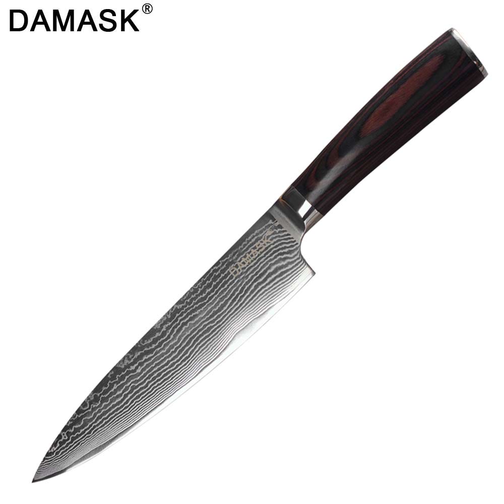 Damask couteaux de cuisine en acier | VG10 de supérieure, damas manche G10 utilitaire de parage, Santoku hachage couteaux de cuisine, Chef: 8 Chef Knife