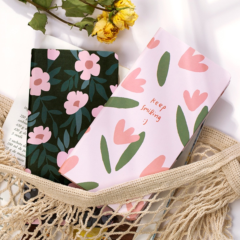 "Young Flowers" Hard Cover Diary Monthly Weekly Planner Agenda Scheduler Beautiful Journal Pocket Memo