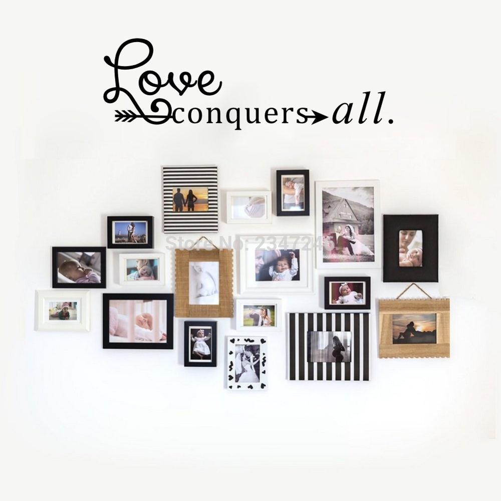 Liefde overwint alles citaten kunst vinyl muurschildering stickers voor woonkamer slaapkamer decoratie
