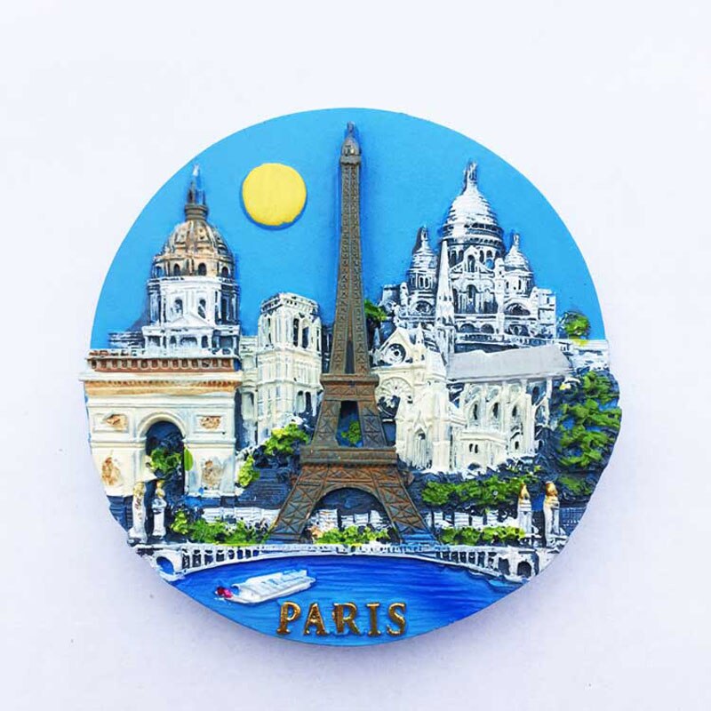 Paris Scenic Fridge Magnet 3D Round Refrigerator Magnets Travel Souvenirs Home Decoration