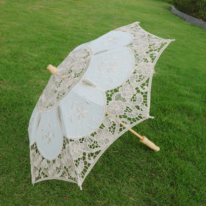 Sombrilla blanca de encaje con apertura Manual para boda sombrilla para novia accesorios para sombrillas para boda ducha nupcial paraguas