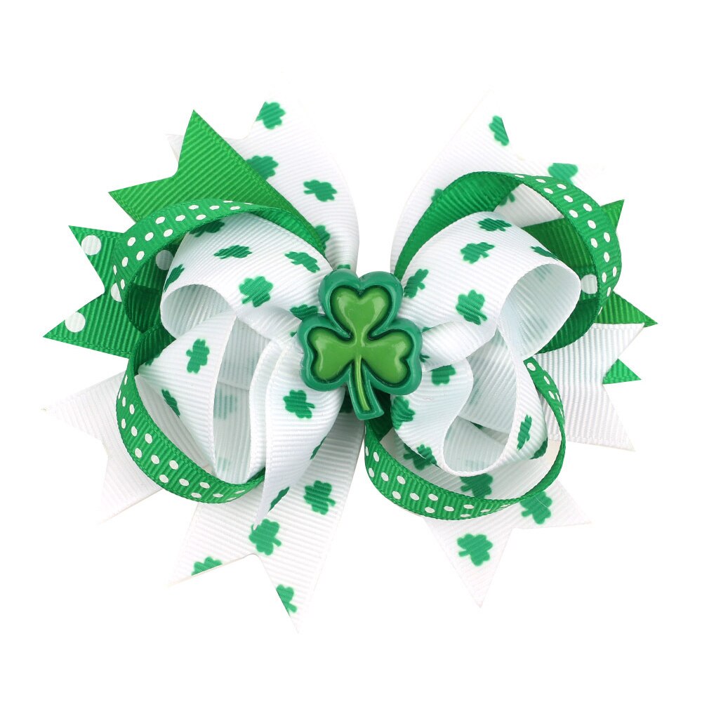 St. Patrick's Day Hair Bows Clips Irish Green Shamrock Clover Hair Barrettes St Patrick's Day Party Decorations Kids Party Favor: 1