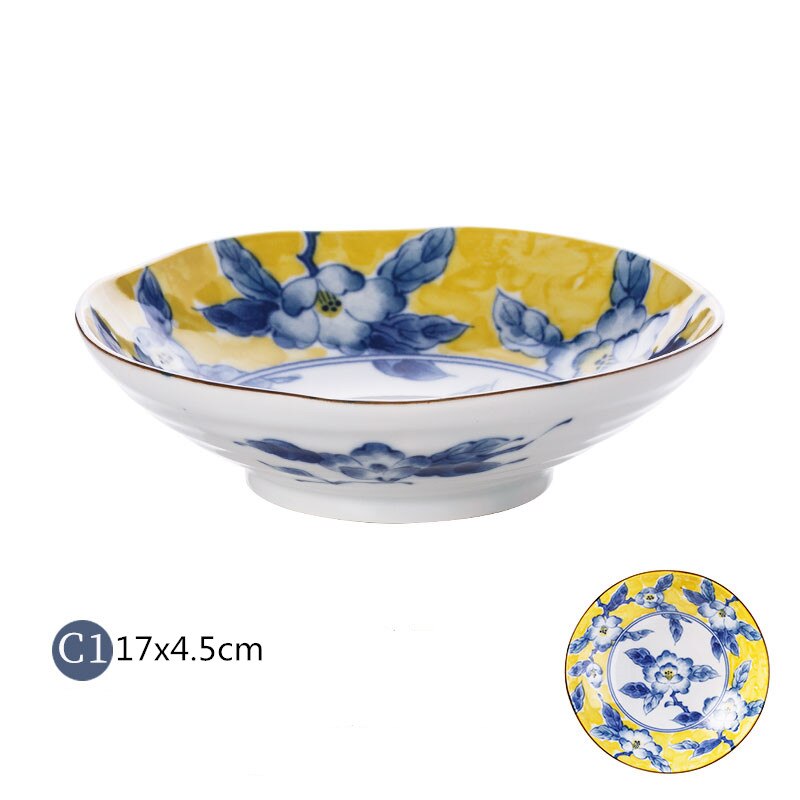 1pcs Ceramic Dish Dish Dinner Plate Service Plate Western Food Disc Salad Bowl Teacup Kitchen Board Wedding Kitchen Goods: C1