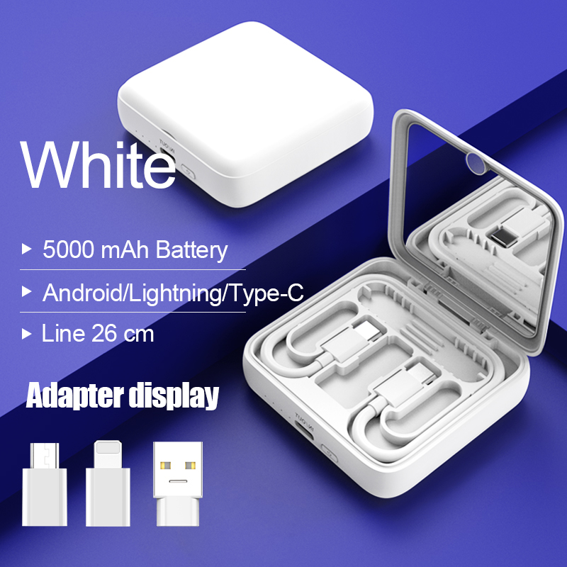 Garas mini-powerbank, tragbares ladegerät, multifunktionale powerbanks, 5000 mah, externes ladegerät, powerbanks für apple: Weiß