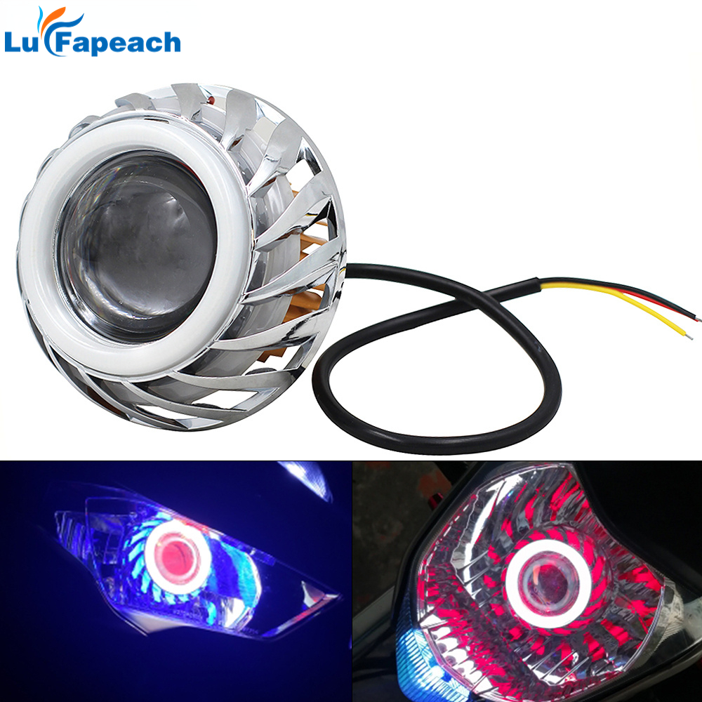 Voiture moto moto tête 30W LED Angel Eyes phare lentille feux de route/bas Mini projecteur démon yeux DRL lampe rénovation