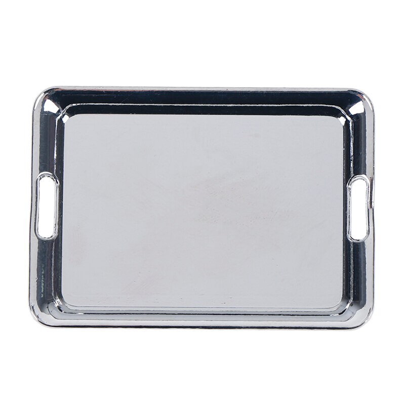 42*60mm Miniature Accessories 1/12 Dollhouse Mini Metal Plate Simulation Tray Model Toys for Doll House Decoration: Silver