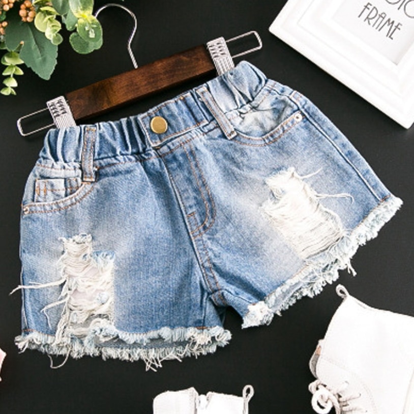 Baby piger drenge shorts jeans huller sommer bomuld børns shorts børn denim shorts til piger tøj toddler pige drenge