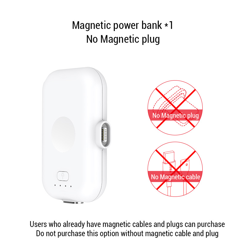 PZOZ Magnetic Power Bank For iPhone Micro USB Type C 1200mAh Mini Magnet Charger Power Bank For iPhone iPad Xiaomi Huawei Phone: White NO Cable Plug