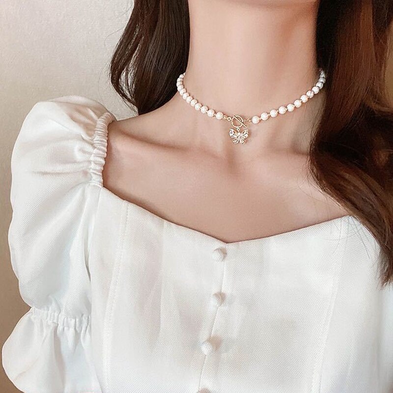 LATS Retro Planet-Collar corto de perlas para mujer, joyería de boda femenina, estilo Ins, gargantilla de lujo, cadena para mujer y niña, de cumpleaños