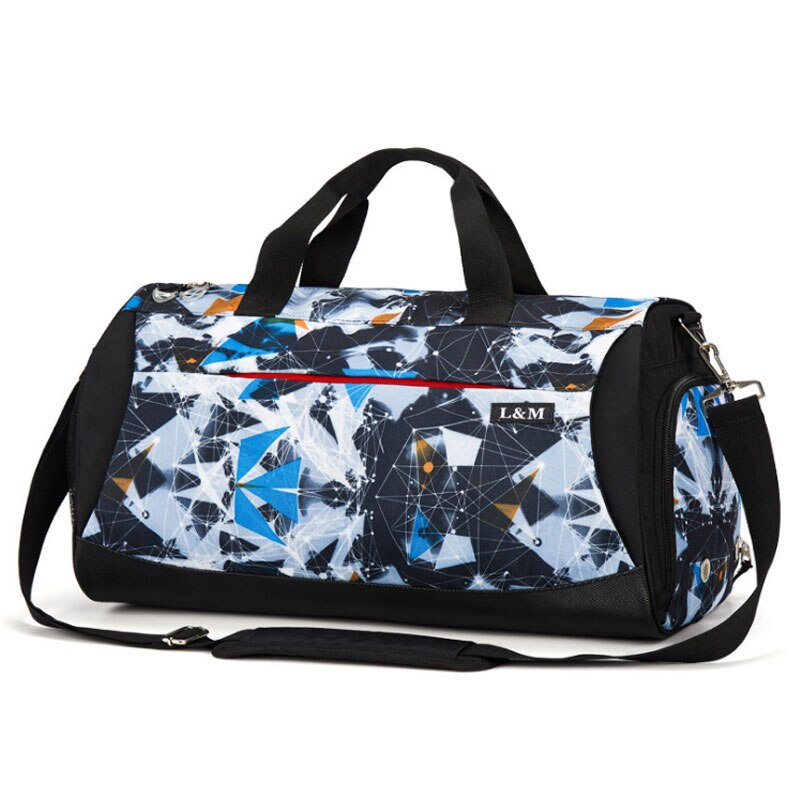 Scione Geometric Printing Travel Bags Large Waterproof Duffel Shoulder Bag Luggage Anti-theft Laptop Portable Sports Shoe Pack: Design 9