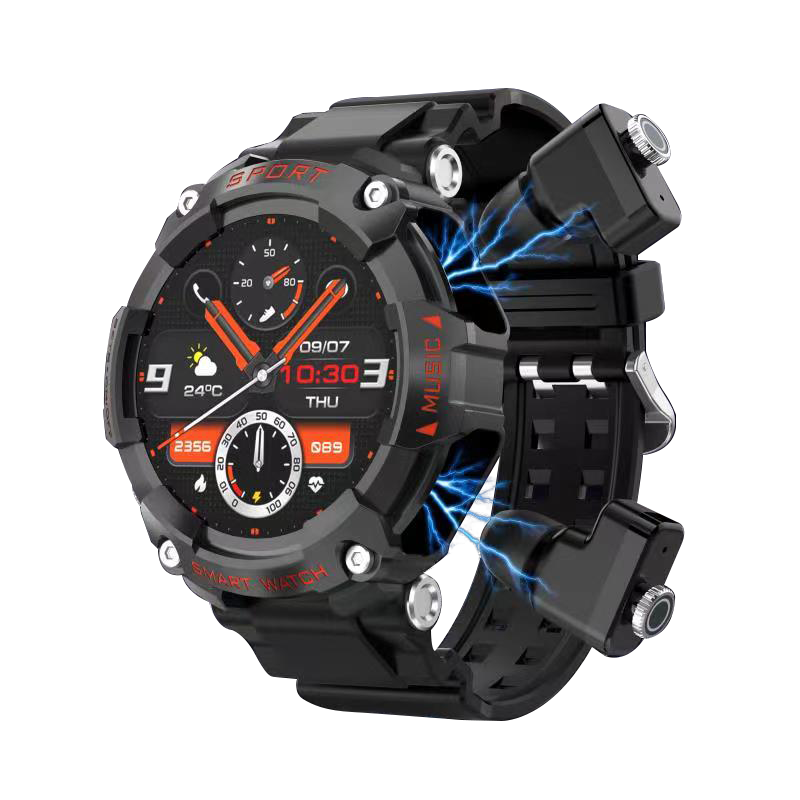 2024 neue t96 Smartwatch Blutdruck messgerät Sport NFC IP67 wasserdichte 2-in-1 Smartwatches mit drahtlosen Bluetooth-Kopfhörern: Black