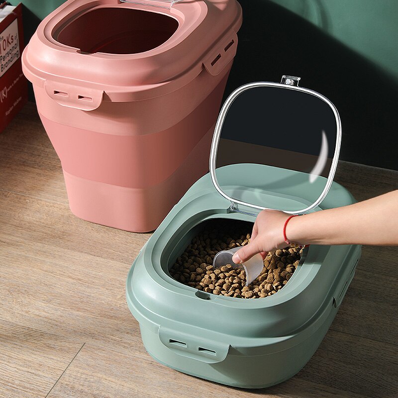 Pet Supplies Dog Food Storage Container 12.5L Dry Cat Food Box Bag Moisture-proof Seal with Measuring Cup Kitten Supplies