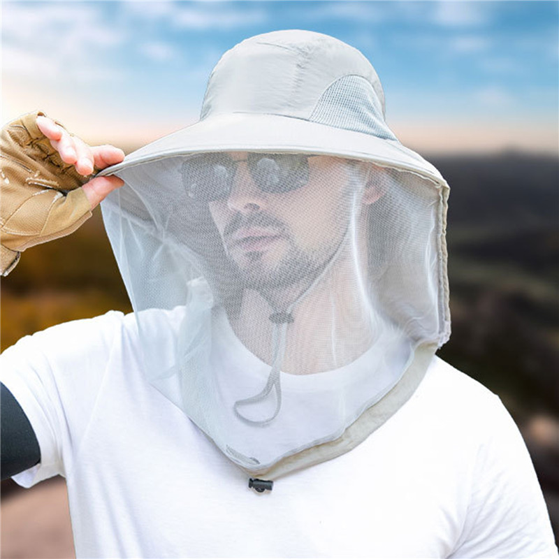 Chapeau anti-moustiques pliable unisexe avec filet GNE, répulsif en maille, équation d'insectes, protection décontractée, crème solaire extérieure, casquette de pêche,