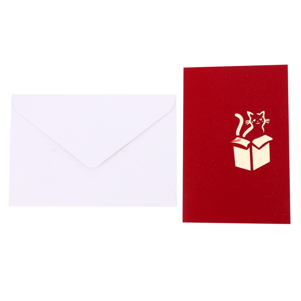 1pc Birthday Cat Pop-up Cards Delicate 3D Birthday Cards Greeting Cards: Default Title
