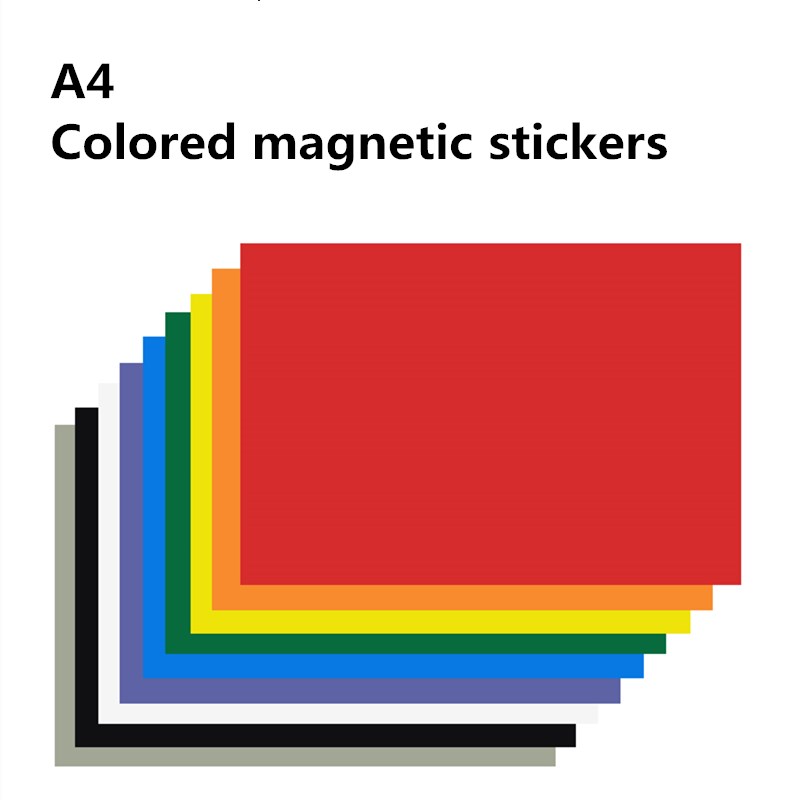 1 pz 8 colori gomma magnetica flessibile foglio magnetico formato A4 0.5mm carta adesivi magnetici frigorifero carta magnetica
