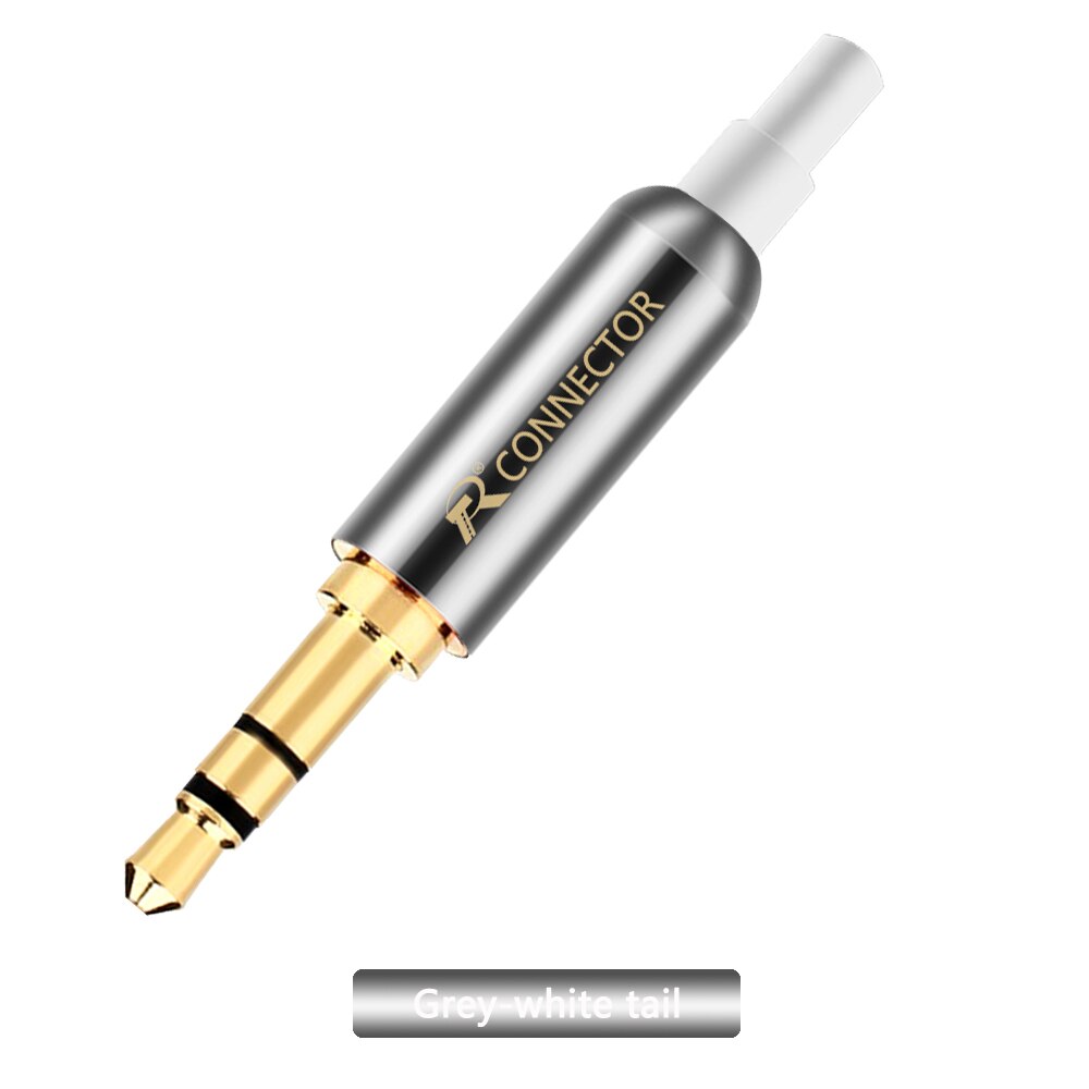 20 pièces 3.5mm Plug Audio Jack 3 pôles plaqué or écouteurs adaptateur pour bricolage casque stéréo écouteur ou utilisé pour réparation écouteur: Grey-White Tail