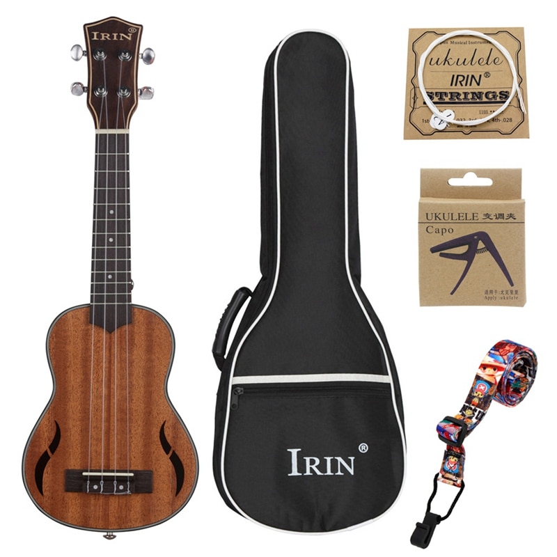 Irin soprano ukulele kits 21 Polegada madeira de mogno guitarra acústica ukelele saco capo cinta corda de alta qualidade hawaii 4 cordas: Default Title