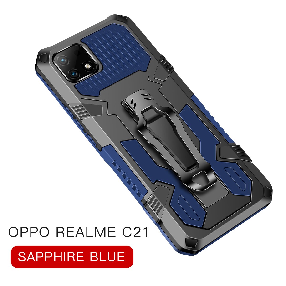 Armor Case Voor Oppo Realme C21 Case 6.5 &#39;&#39;Shockproof Riemclip Holster Cover Voor Realmi C21 Telefoon Case realmeC21 6.5&#39;&#39; C 21: For OPPO A93 / Blauw