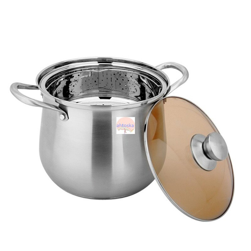 304 Stainless steel drum shaped super high pot Anti-overflow large-capacity soup pots Thickened and deepened steamer for cooking