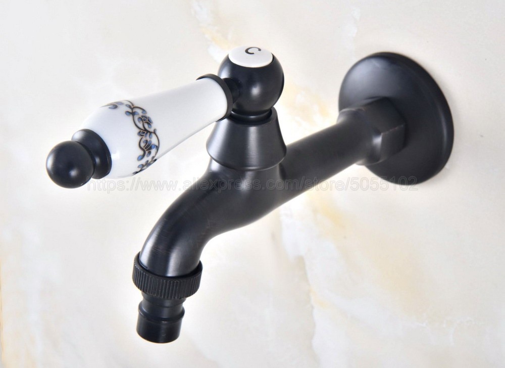 Bathroom black single cold tap wall Washing machine single tap cold water faucet garden black tap zav335