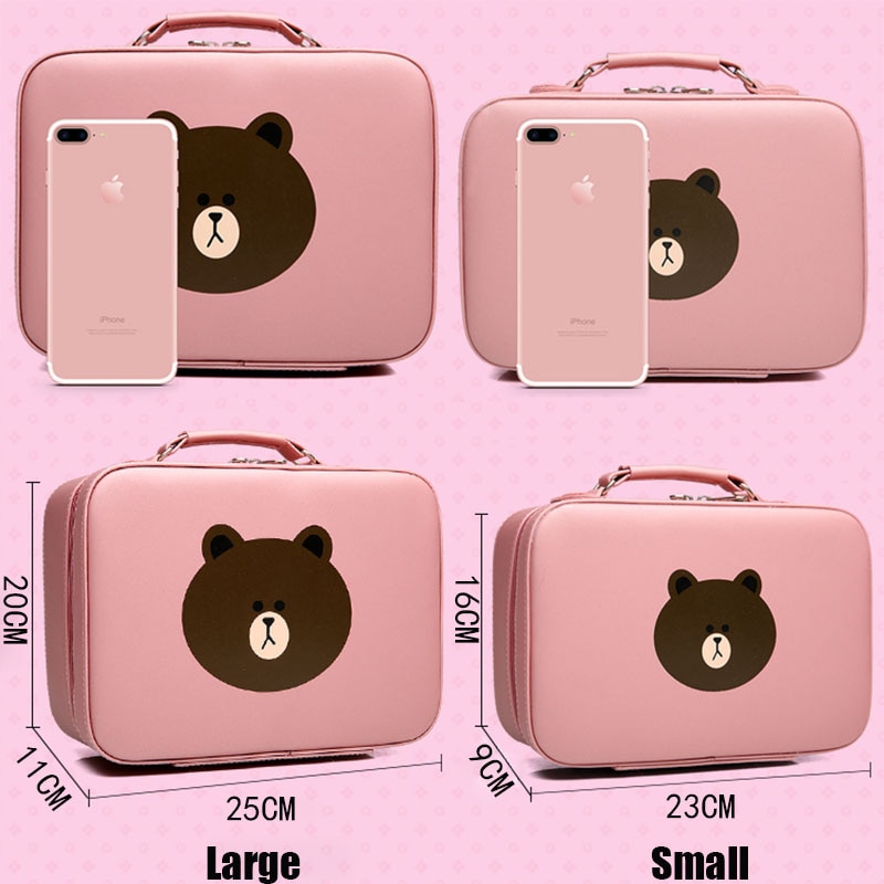 19 Korean version of the bear cosmetic bag portable large-capacity storage bag simple compact cute portable cosmetic case