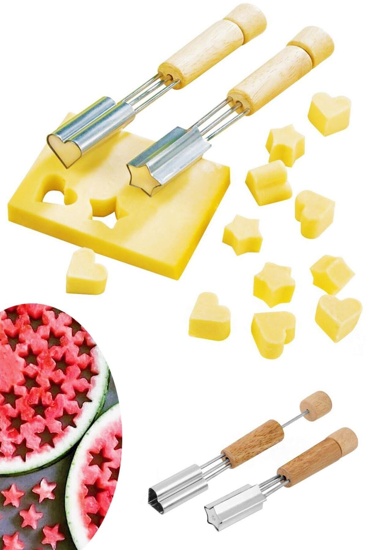 2 Heart And Star Shaped Fruit And Cheese Shaper Set