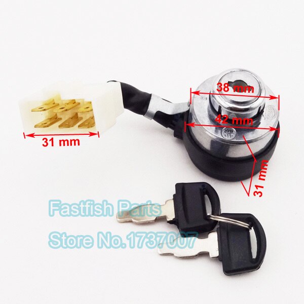 6 Wire On Off Start Ignition Key Switch For Chinese Portable Gasoline Generator Motorcycle Parts