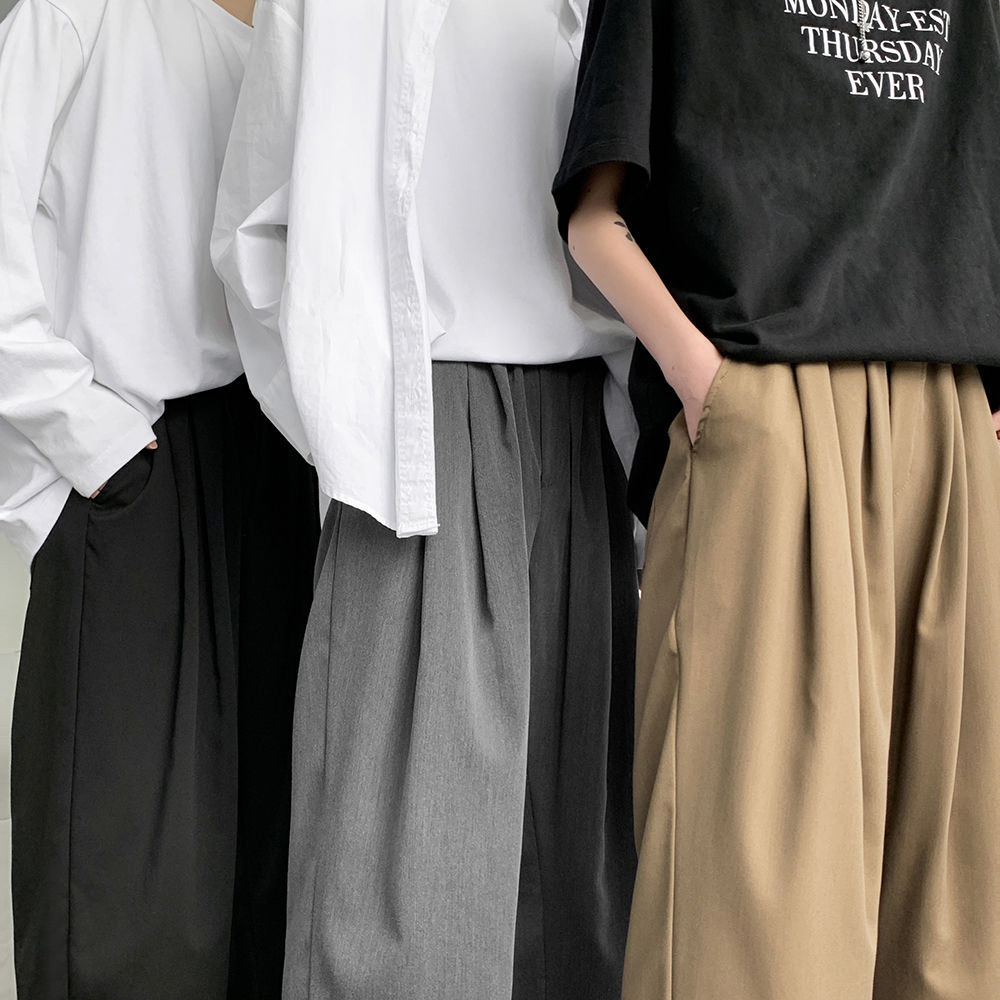 Män & #39 ;s business casual byxor formella lösa vida ben byxor siden byxor enfärgad sociala kostym byxor storlek s -3xl