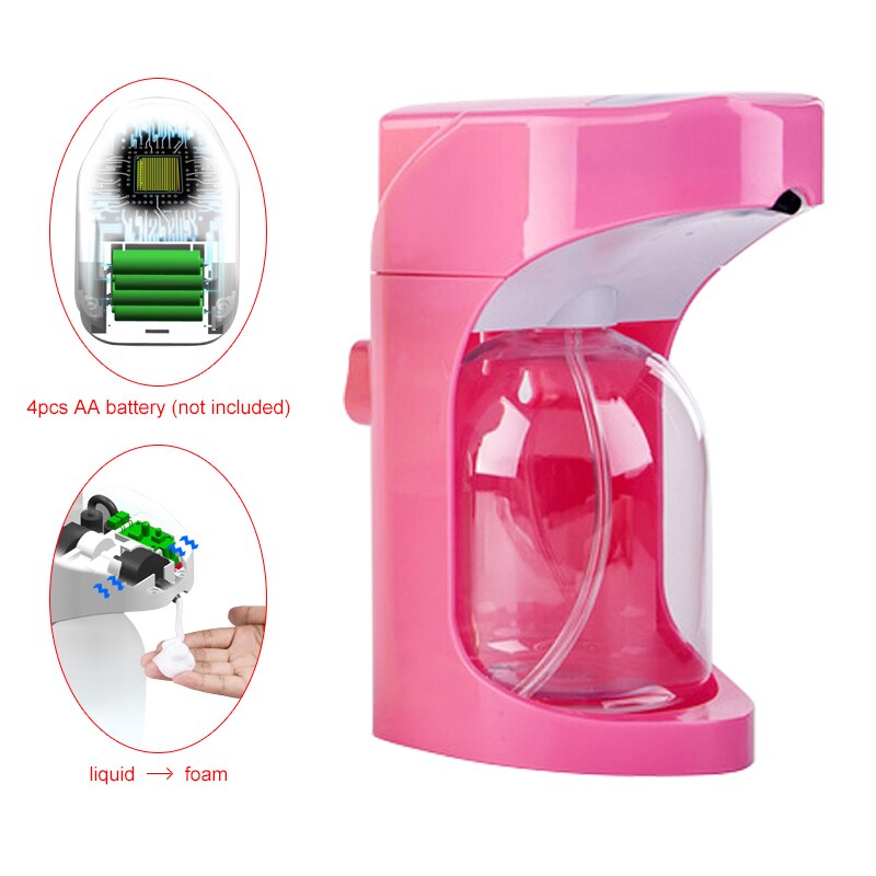 Distributeur automatique de savon à piles de 500ml, capteur IR mural, pompe à Lotion de savon sans contact, pour cuisine et salle de bains