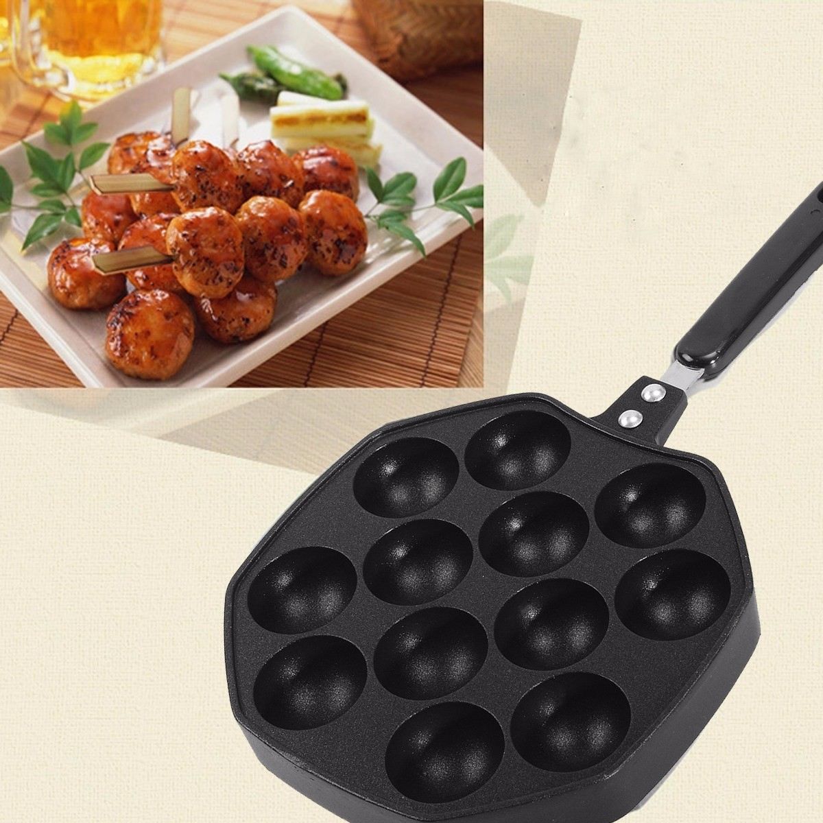 12 Kaviteler Yapismaz Takoyaki Tava Ahtapot Topu Ureticisi Izgara Tavasi Plaka Dokme Diy Pancake Kalibi Ev Pisirme Pisirme Mutfak Bakeware Grandado