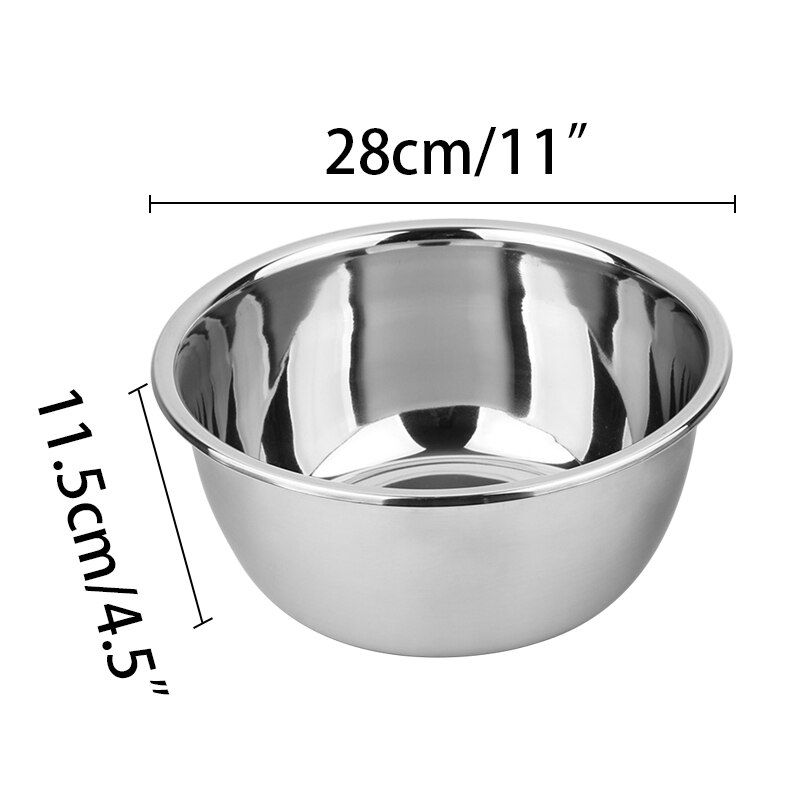 1 stücke Edelstahl Schleifen Mischen Schalen Dicker DIY Kuchen Brot Salat Rührgerät Küche Kochen Werkzeuge Backen Rührgerät Küche Topf: 28cm