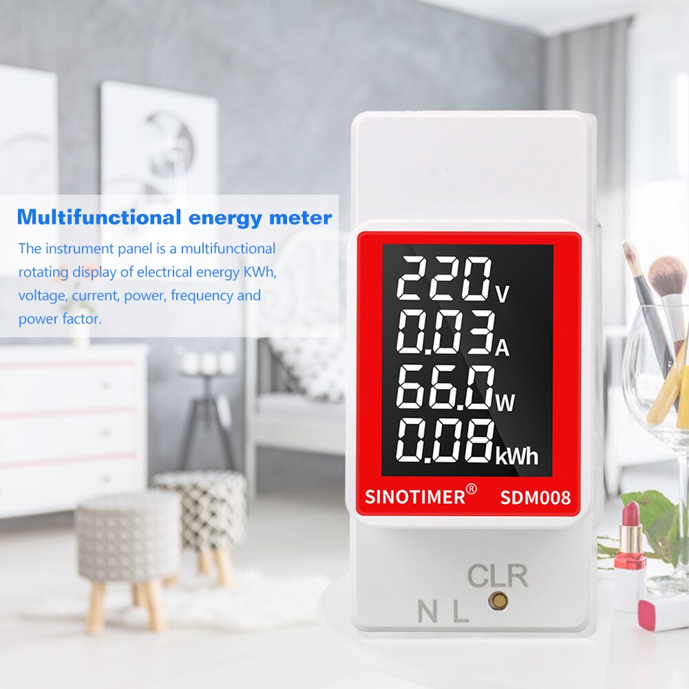 LCD Digital Display Wattmeter 50V-300V kWh Meter Power Energy Voltmeter Ammeter Reset Power Consumption Wattmeter Monitor Meter