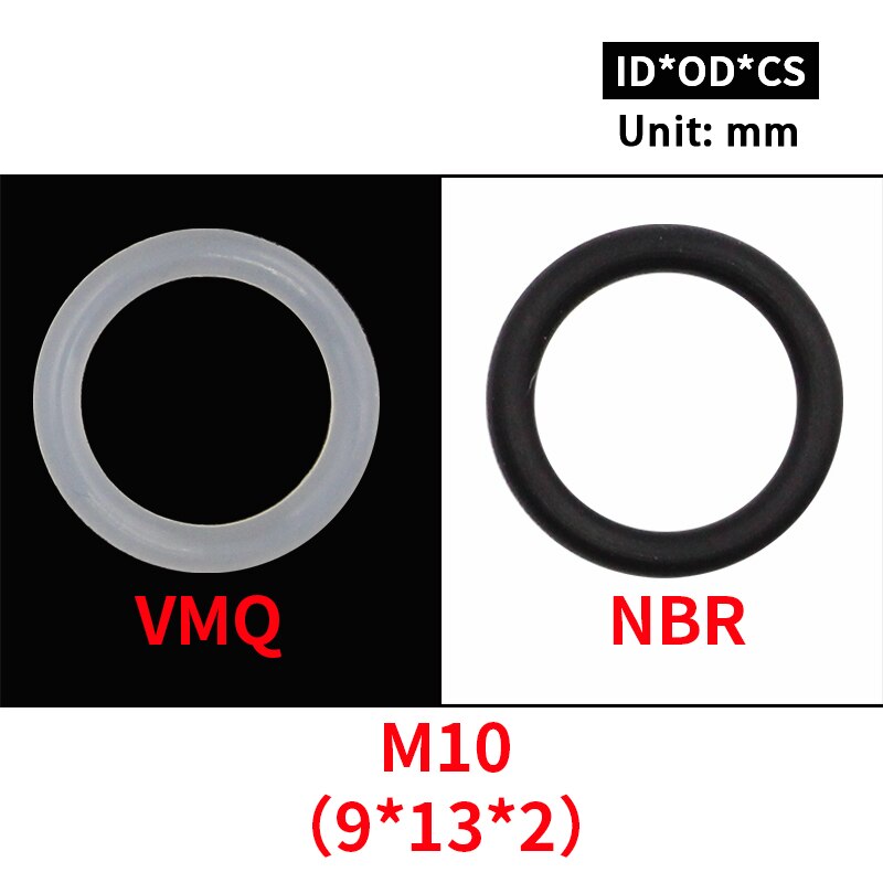 20Pcs M3 M4 M5 M6 M7 M8 M9 M10 Wit Silicon Zwarte Nbr O-Ring Seals Schroef Washer rubber Washer Pakking Ring Assortiment Pakkingen: M10 / Silicon (White )