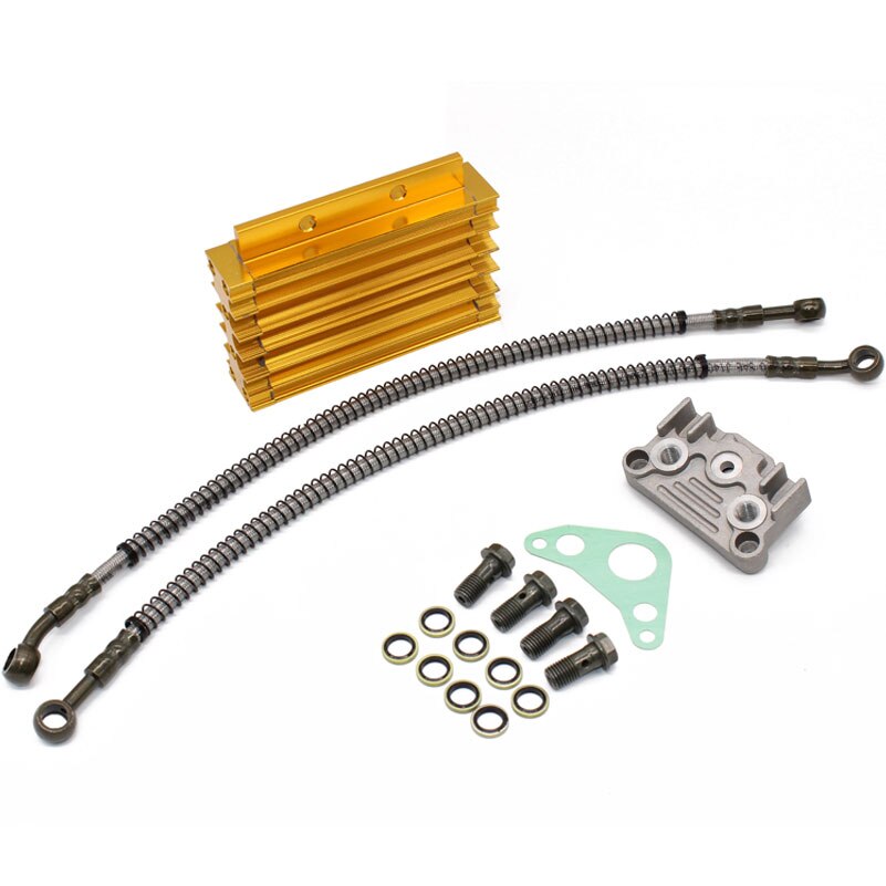 Motorcykel oliekøler olie radiator kit aluminiumslegering til lifan 110 125cc pit snavs cykel crf olie abe cykel atv quad motorcykel: Guld kit