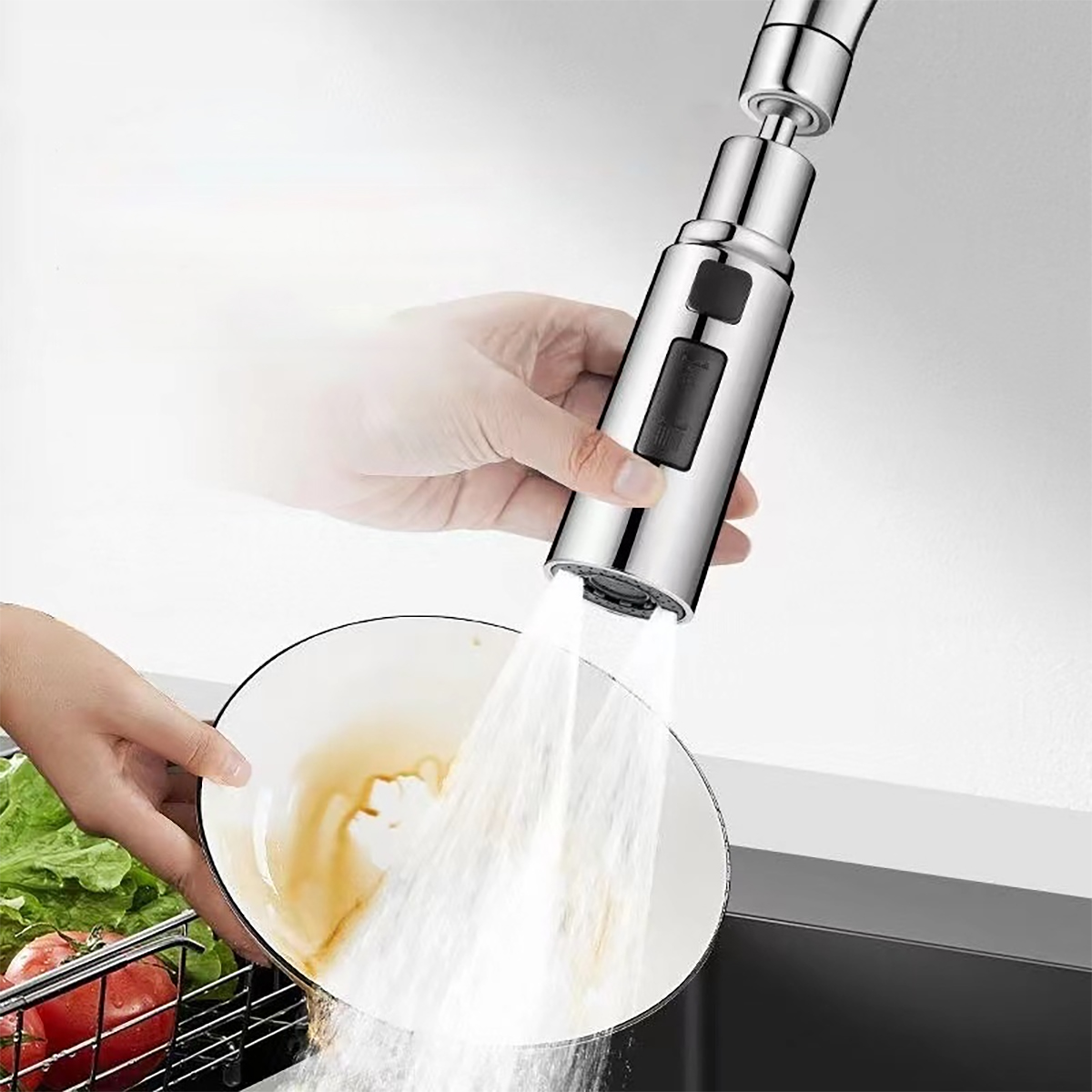 Pulvérisateur universel pour robinet de cuisine, 3 modes de débit d'eau, bulles et lames 720 ° Connecteur G1/2 universel pivotant pour eau chaude et froide