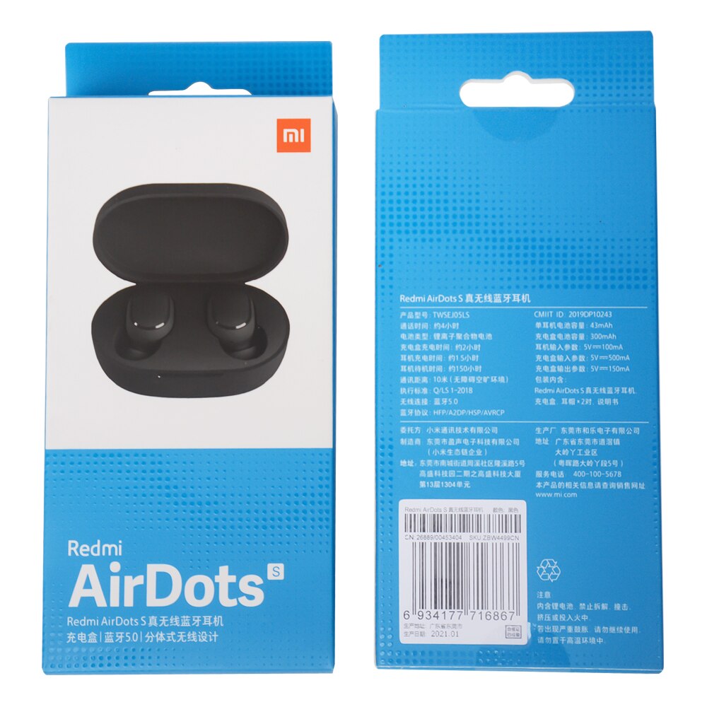 Originele Xiaomi Redmi Airdots S Gratis Draadloze Oordopjes Xiaomi Redmi Airdots S Oortelefoon Airdots Voor