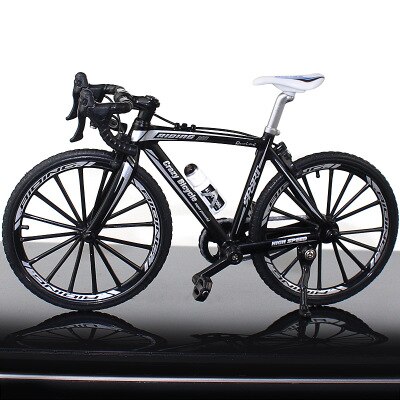 Alloy Bicycle Model 1:10 Mini Simulation Bicycle Toy Metal Racing Mountain Bike Portable Collection Children's Toy: Black