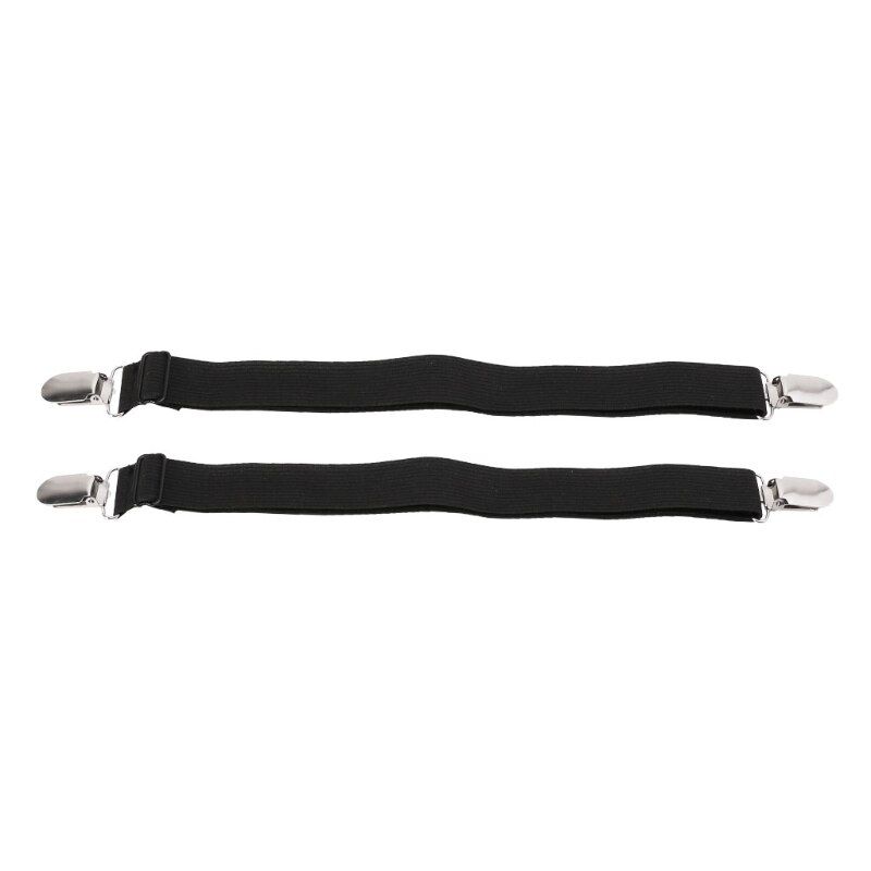 2Pcs Sheet Grippers Straps Fasteners Hold Grips Elastic Clips Gripper Bedspread: Black